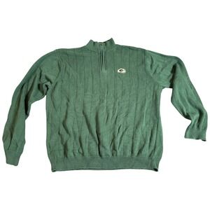 VINTAGE Green Bay Packers Sweater Men's XL Logo Cotton‎ 1/4 Quarter Zip NFL 90s
